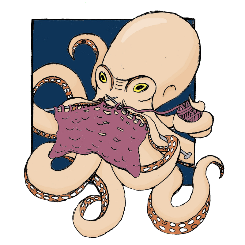 Drawing of an Octopus Knitting